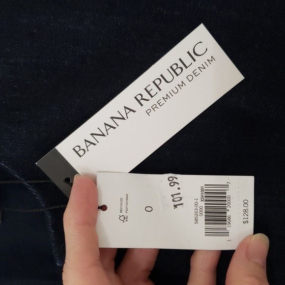 Banana Republic NWT Sheath Jean Dress 0 Blue Denim Dark Wash Short Sleeve Preppy - Picture 9 of 16